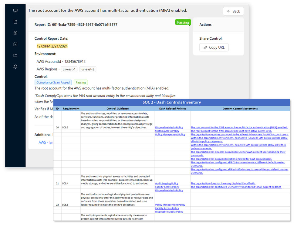 soc2 audit evidence inventory