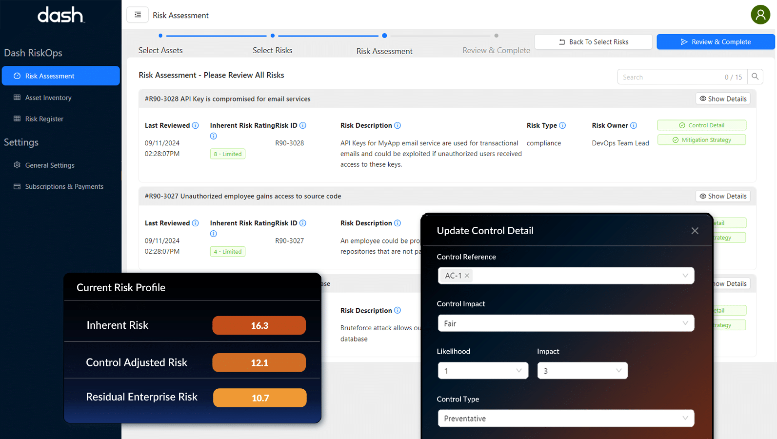 digital risk assessment module